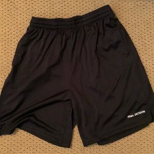 Final Decision, small black shorts.